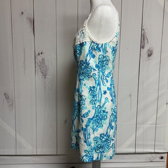 Lilly Pulitzer Pearl Dress Blue Flamingo Print Women’s Size 8 EUC - Picture 3 of 11